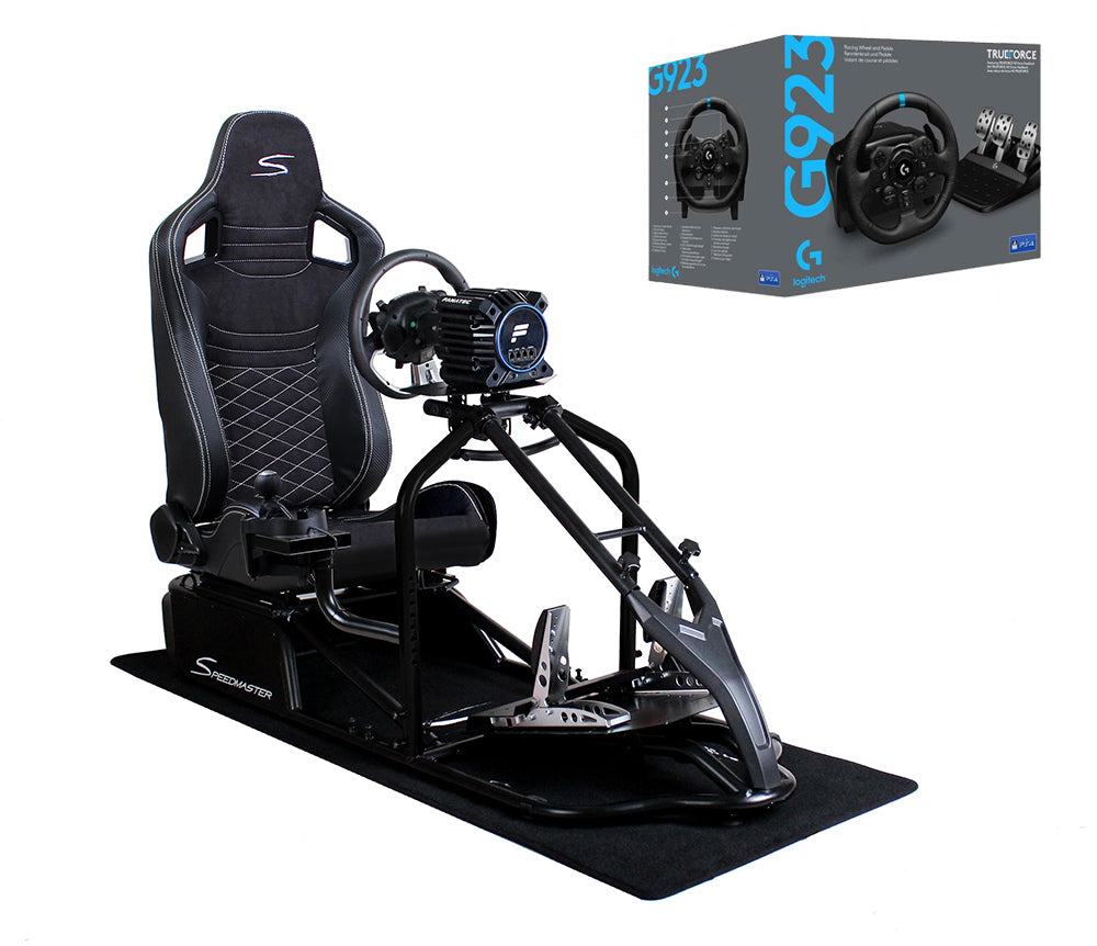 g923 pedal Speedmaster PRO Racing Seat Sim Rig – Black – with Logitech G923 Bundl