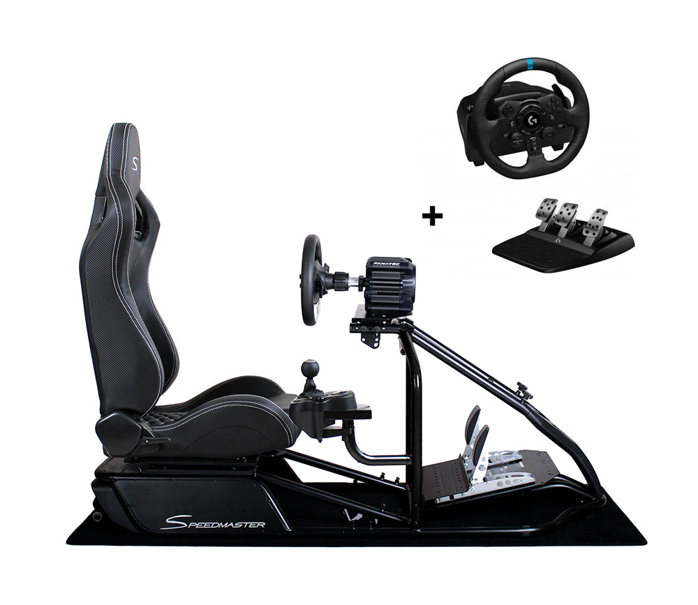 Speedmaster Pro Racing-Seat Sim Rig Schwarz mit Logitech G923 Bundle